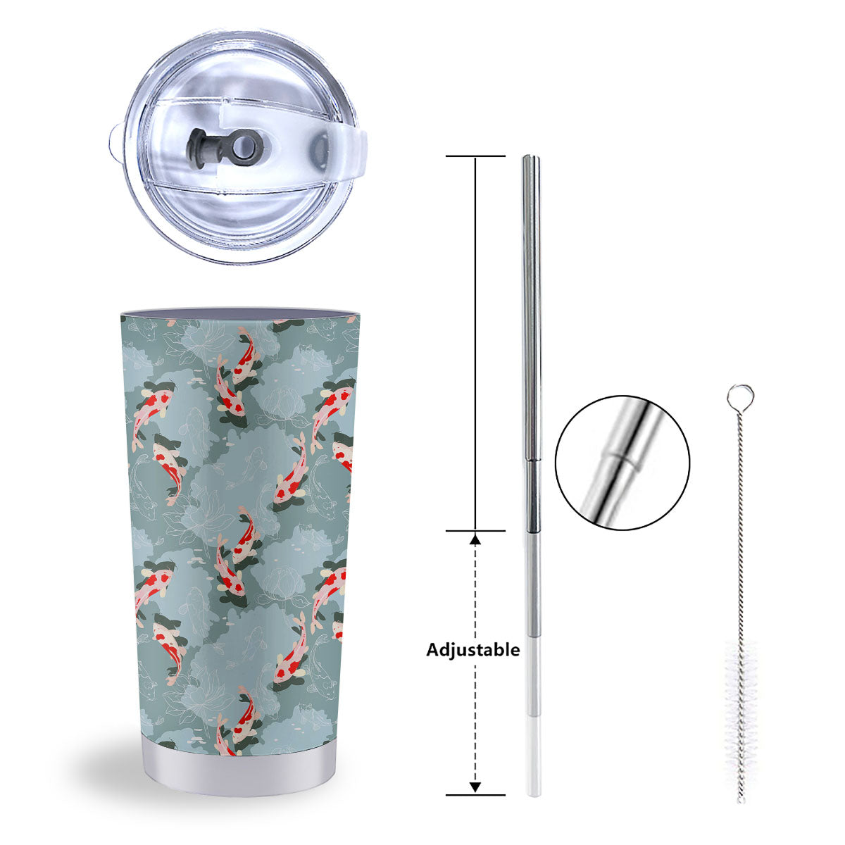 Fish Koi Print Pattern Tumbler-grizzshop