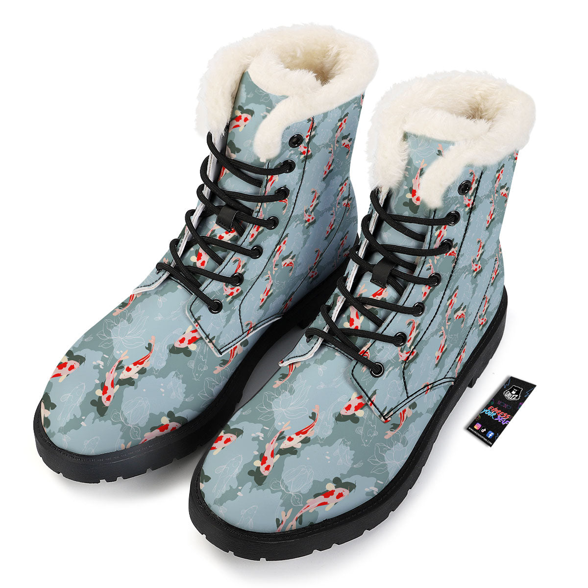 Fish Koi Print Pattern Winter Boots-grizzshop