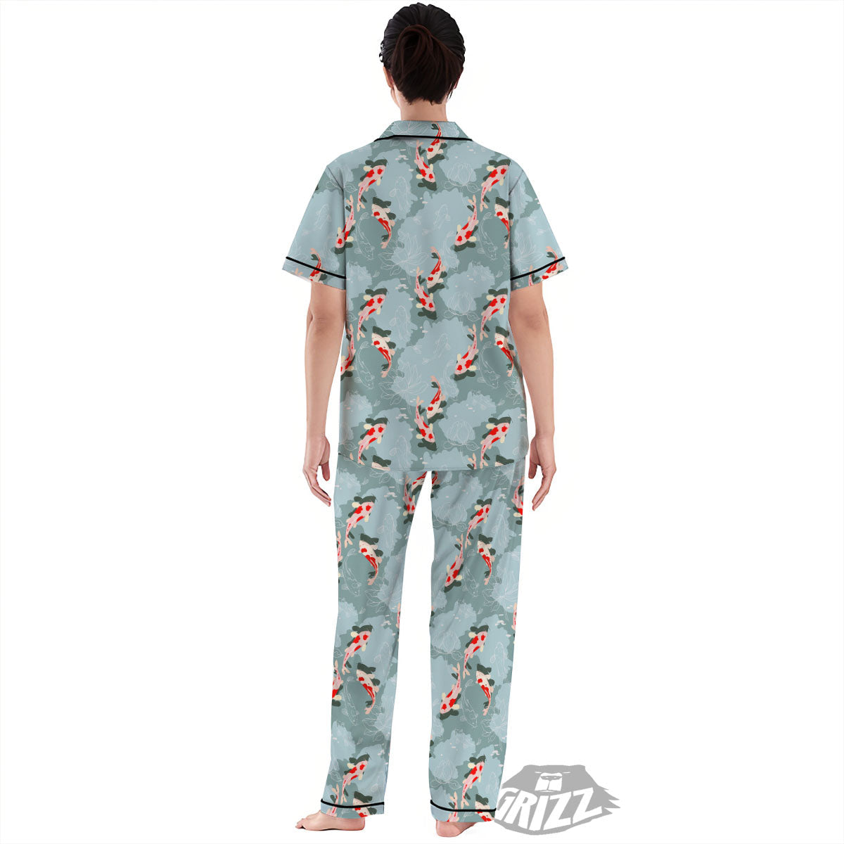 Fish Koi Print Pattern Women's Pajamas Set-grizzshop
