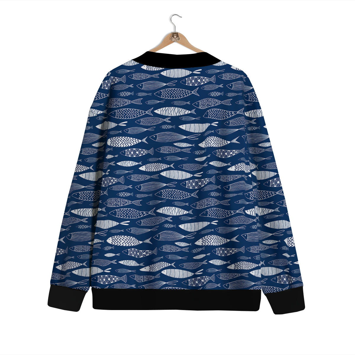 Fish Ornamental Print Pattern Cardigan-grizzshop
