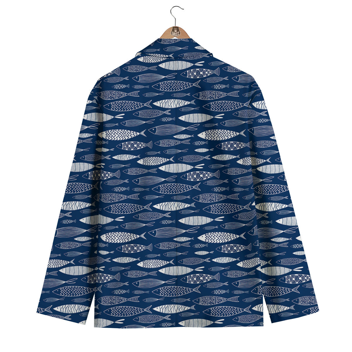 Fish Ornamental Print Pattern Men's Blazer-grizzshop