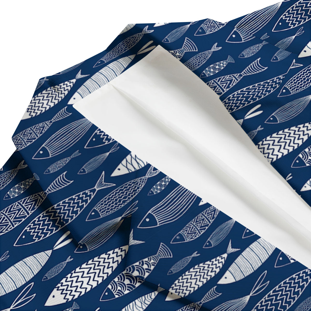 Fish Ornamental Print Pattern Men's Blazer-grizzshop