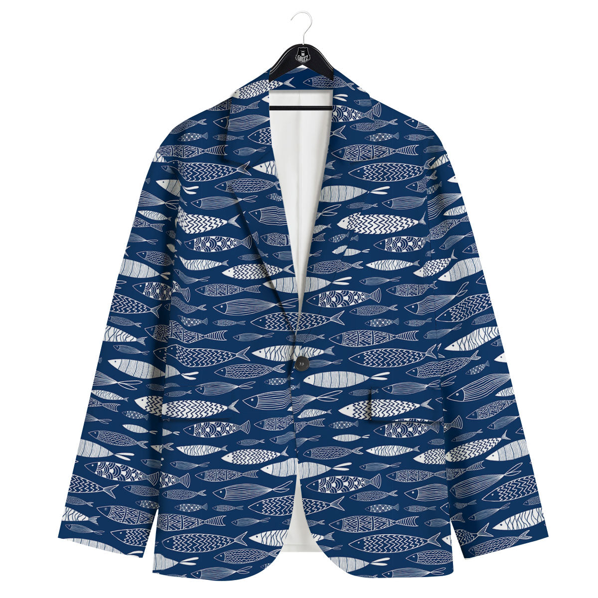 Fish Ornamental Print Pattern Men's Sport Coat-grizzshop
