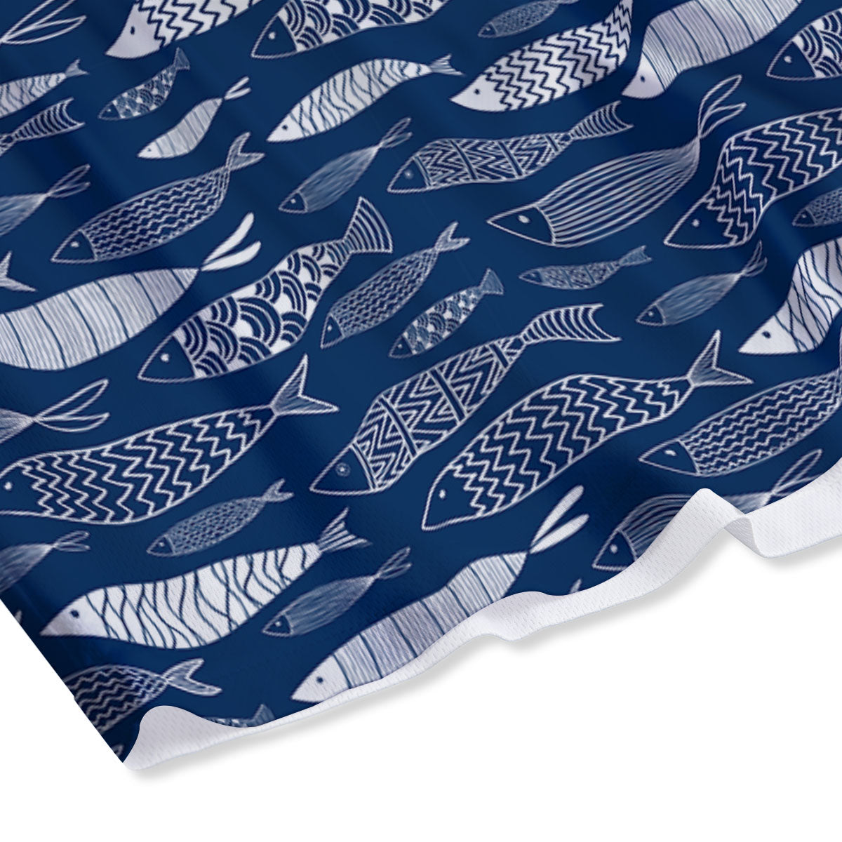Fish Ornamental Print Pattern Mesh Shorts