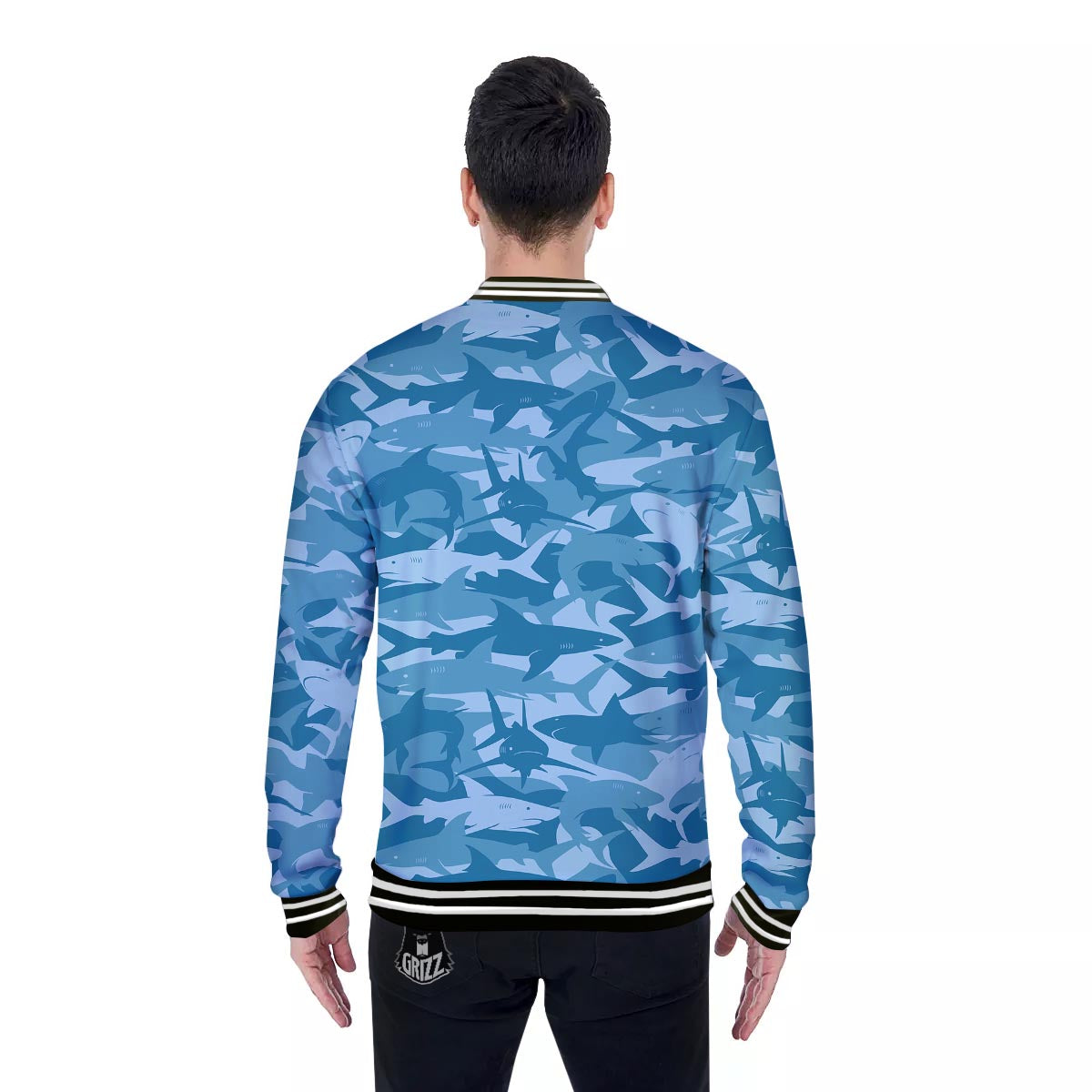 Fish Shark Print Pattern Baseball Jacket-grizzshop