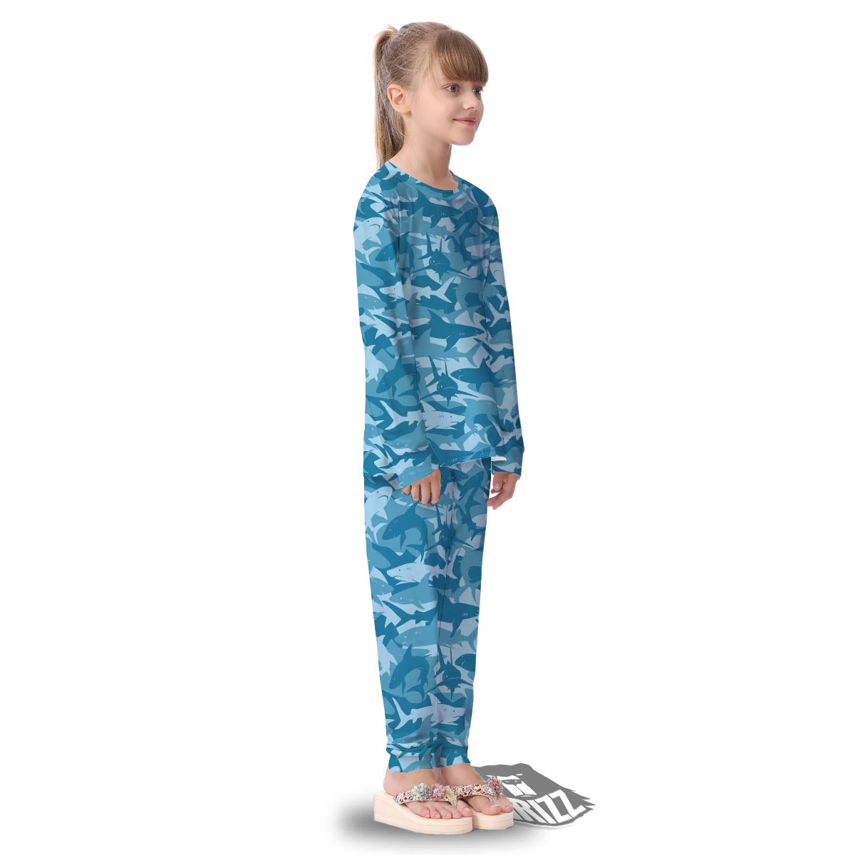 Fish Shark Print Pattern Kid's Pajamas-grizzshop