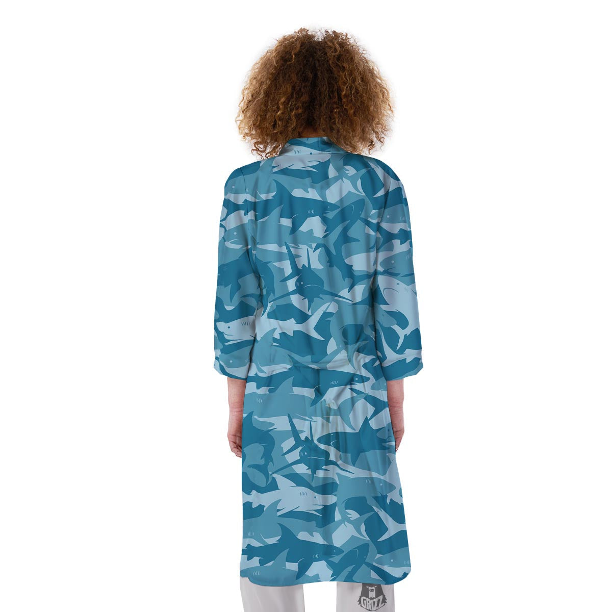 Fish Shark Print Pattern Kimono-grizzshop