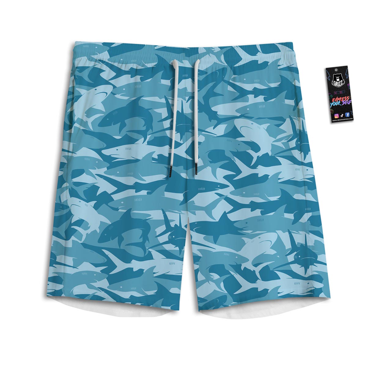 Fish Shark Print Pattern Men's Athletic Shorts