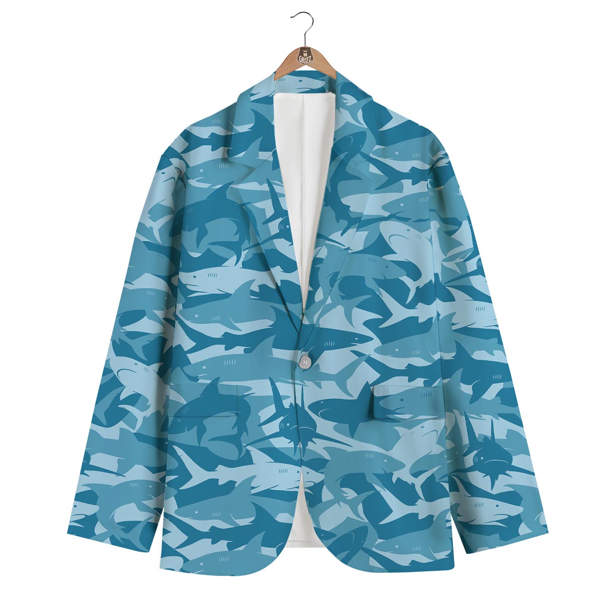 Fish Shark Print Pattern Men's Blazer-grizzshop