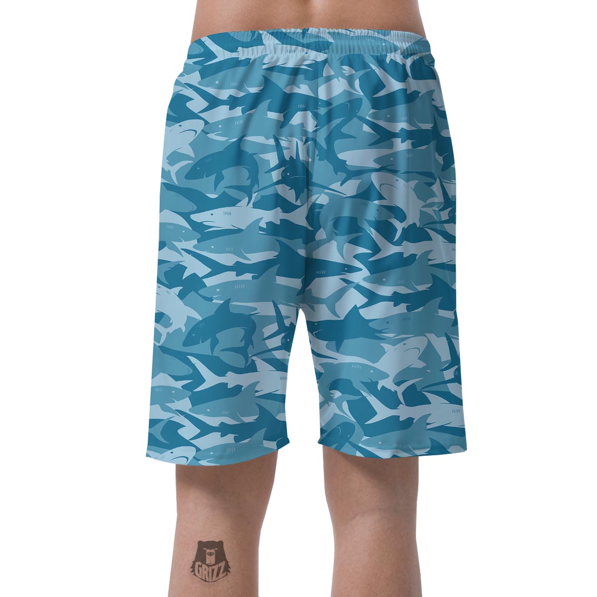 Fish Shark Print Pattern Men's Shorts-grizzshop