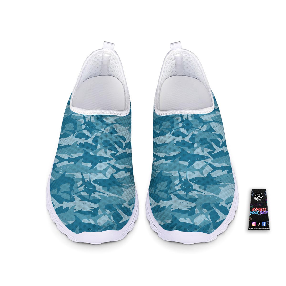 Fish Shark Print Pattern Nurse Shoes-grizzshop