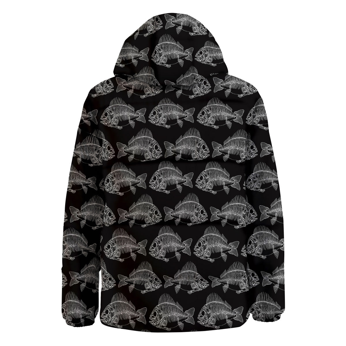 Fish Skeleton Print Pattern Down Jacket-grizzshop