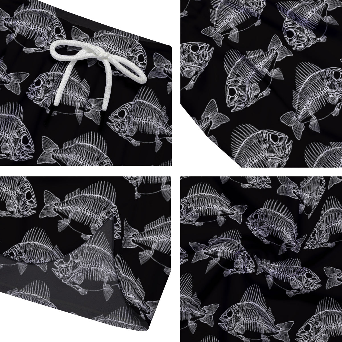 Fish Skeleton Print Pattern Men's Running Shorts-grizzshop