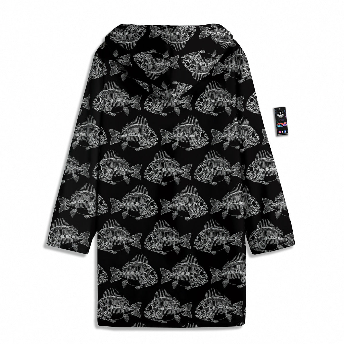 Fish Skeleton Print Pattern Men's Windbreaker Jacket-grizzshop