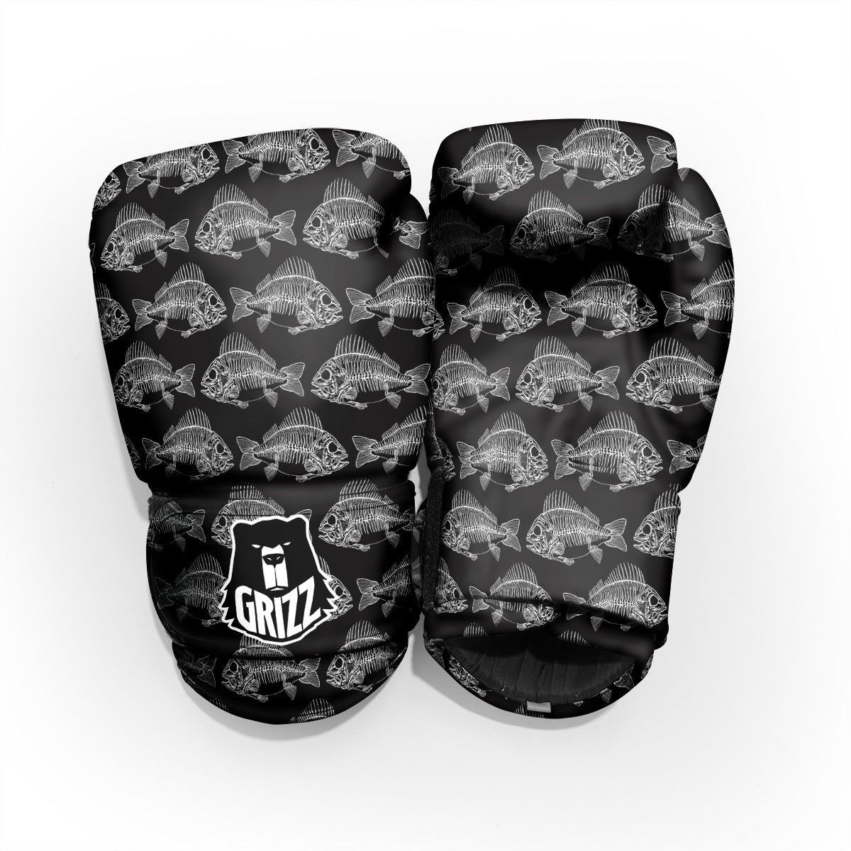 Fish Skeleton Print Pattern Sparring Gloves-grizzshop