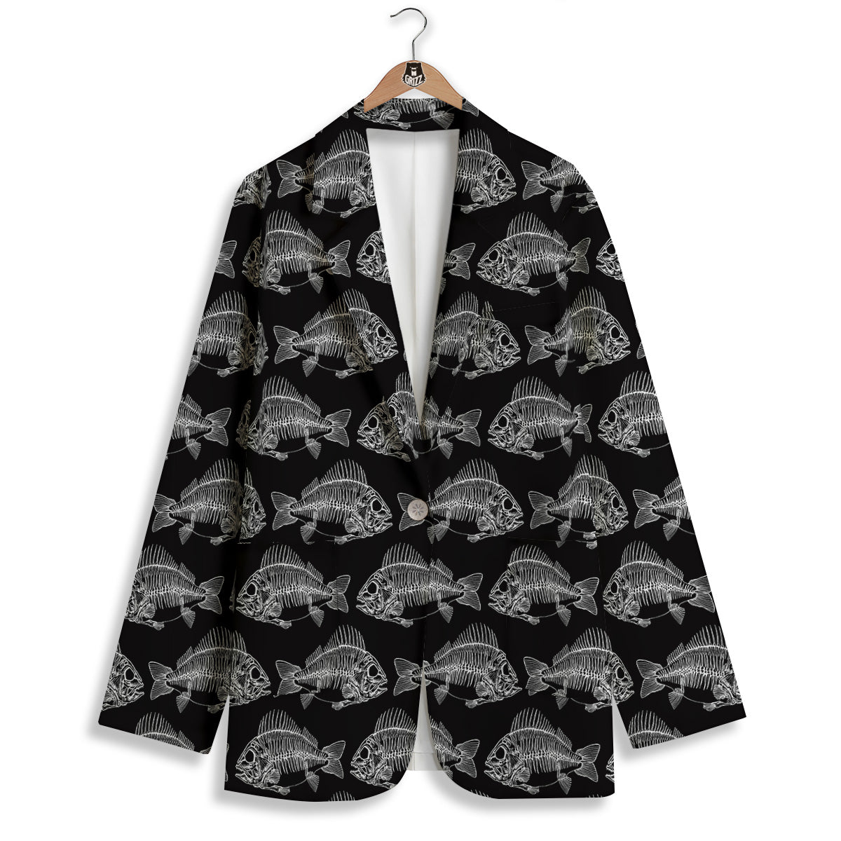 Fish Skeleton Print Pattern Women's Blazer-grizzshop
