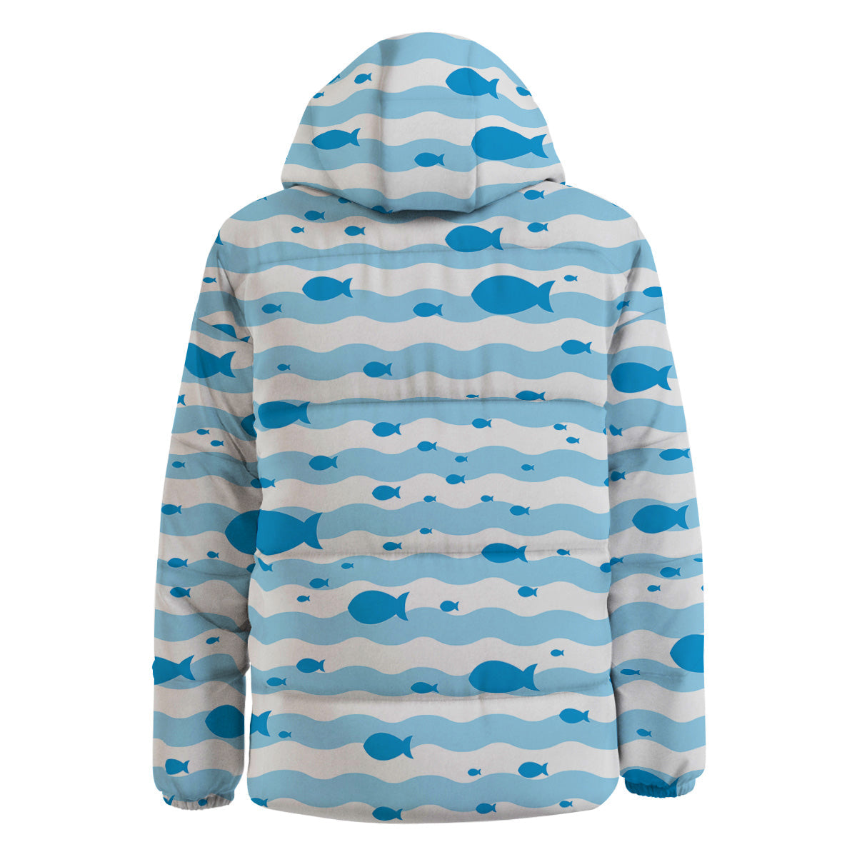 Fish Swimming In Blue Sea Print Pattern Down Jacket-grizzshop