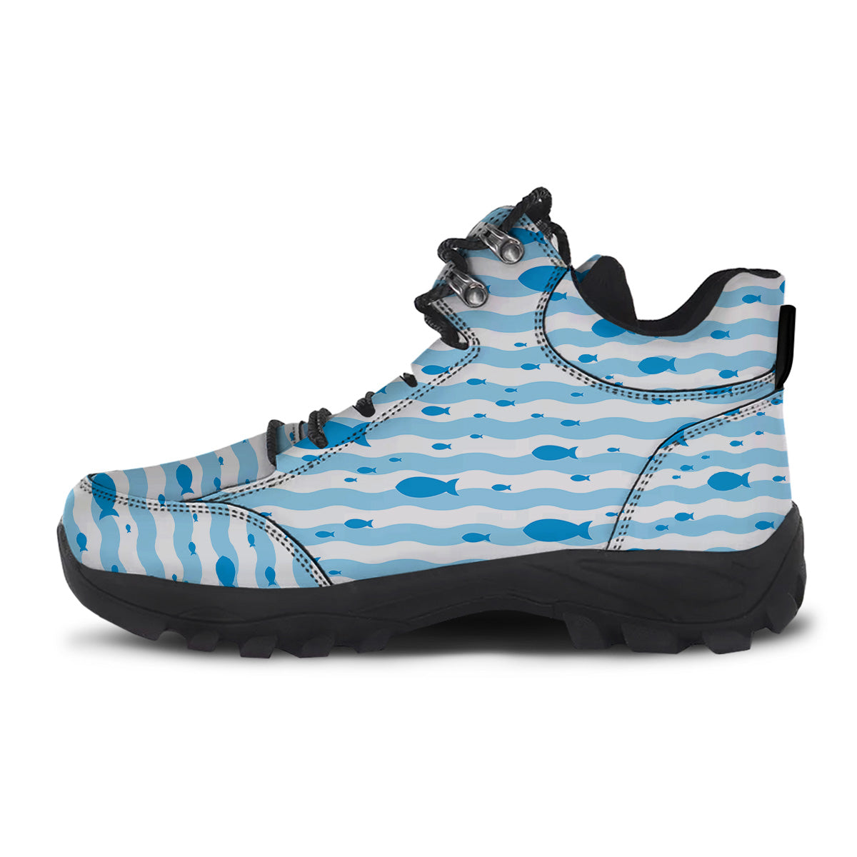 Fish Swimming In Blue Sea Print Pattern Hiking Shoes-grizzshop