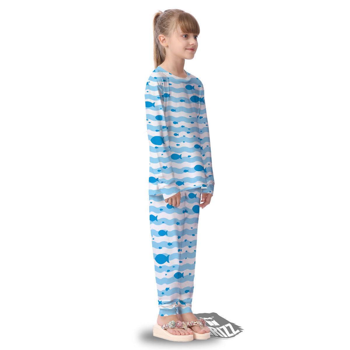 Fish Swimming In Blue Sea Print Pattern Kid's Pajamas-grizzshop