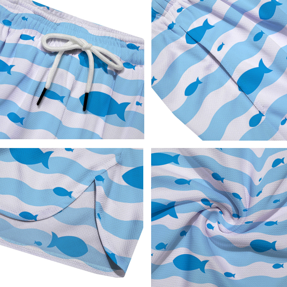 Fish Swimming In Blue Sea Print Pattern Men's Running Shorts-grizzshop
