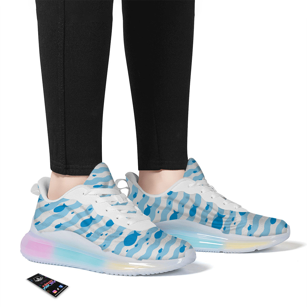 Fish Swimming In Blue Sea Print Pattern Running Sneakers-grizzshop