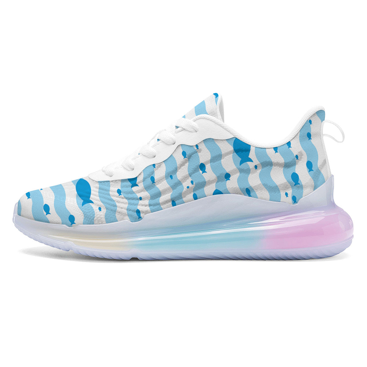 Fish Swimming In Blue Sea Print Pattern Running Sneakers-grizzshop