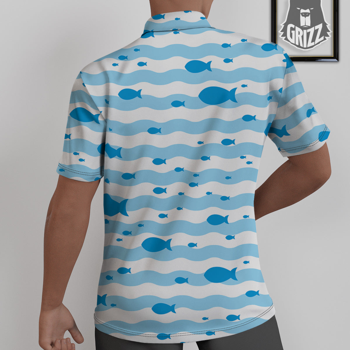 Fish Swimming In Blue Sea Print Pattern Untucked Shirts-grizzshop