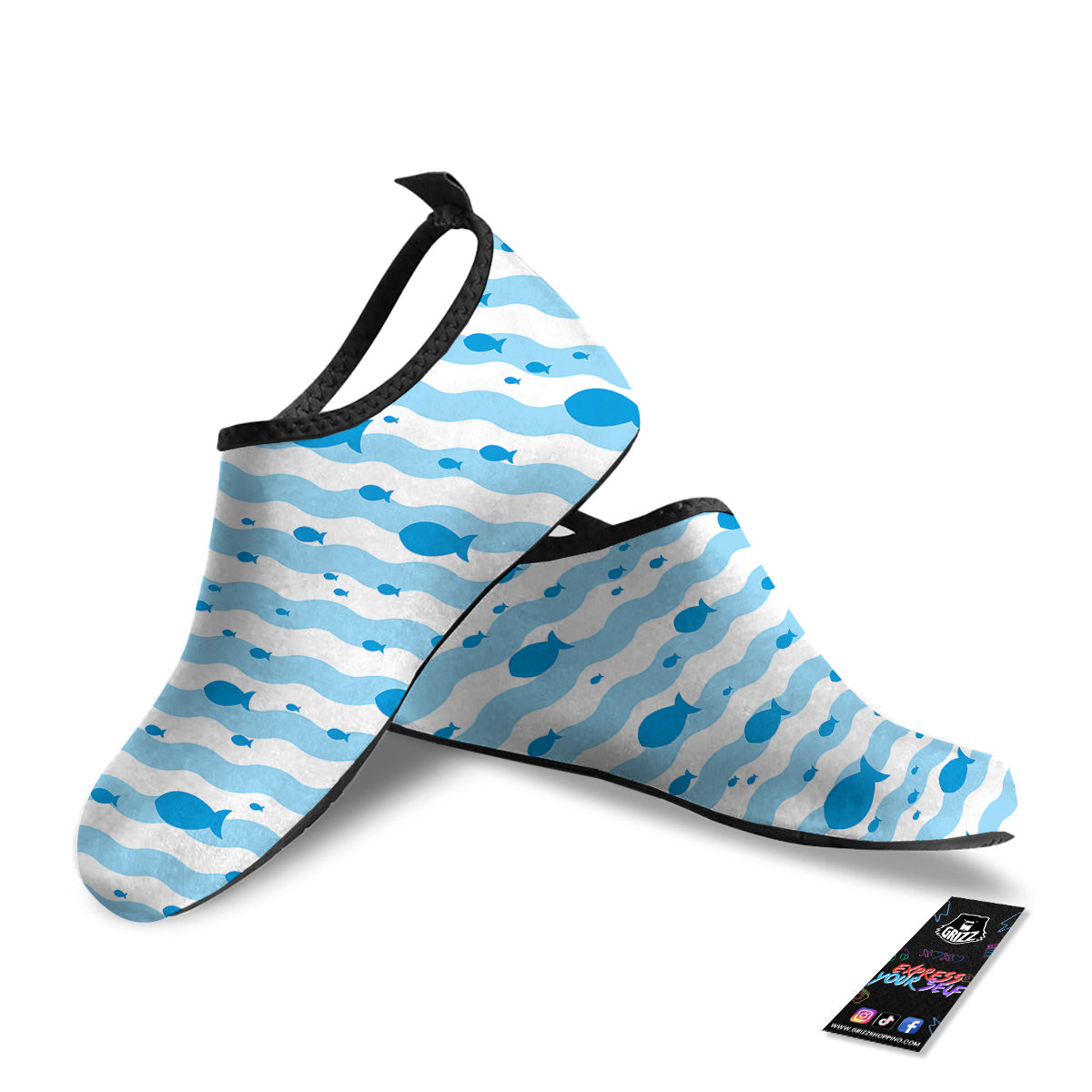 Fish Swimming In Blue Sea Print Pattern Water Shoes-grizzshop