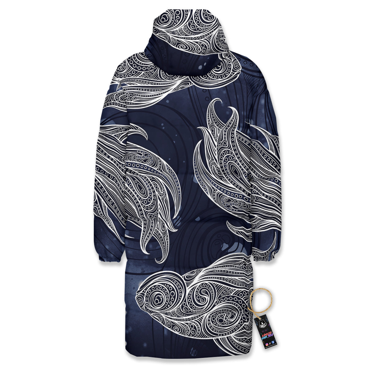 Fish Bohemian Spiritual Print Long Down Jacket