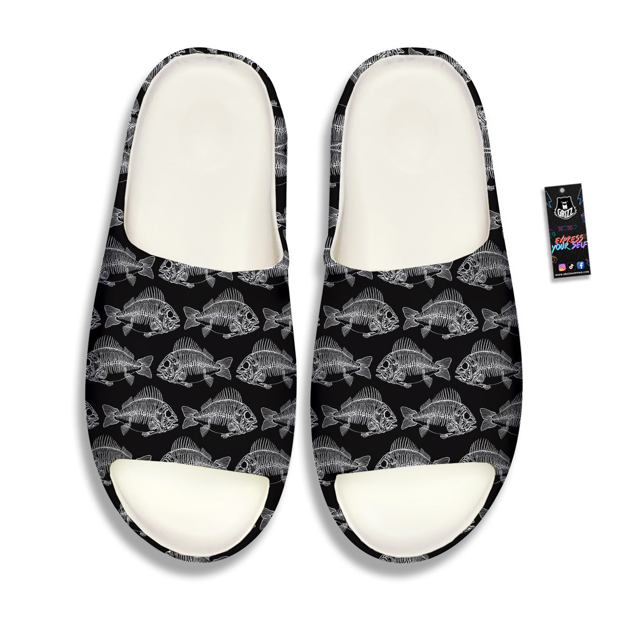Fish Skeleton Print Pattern Sandals-grizzshop