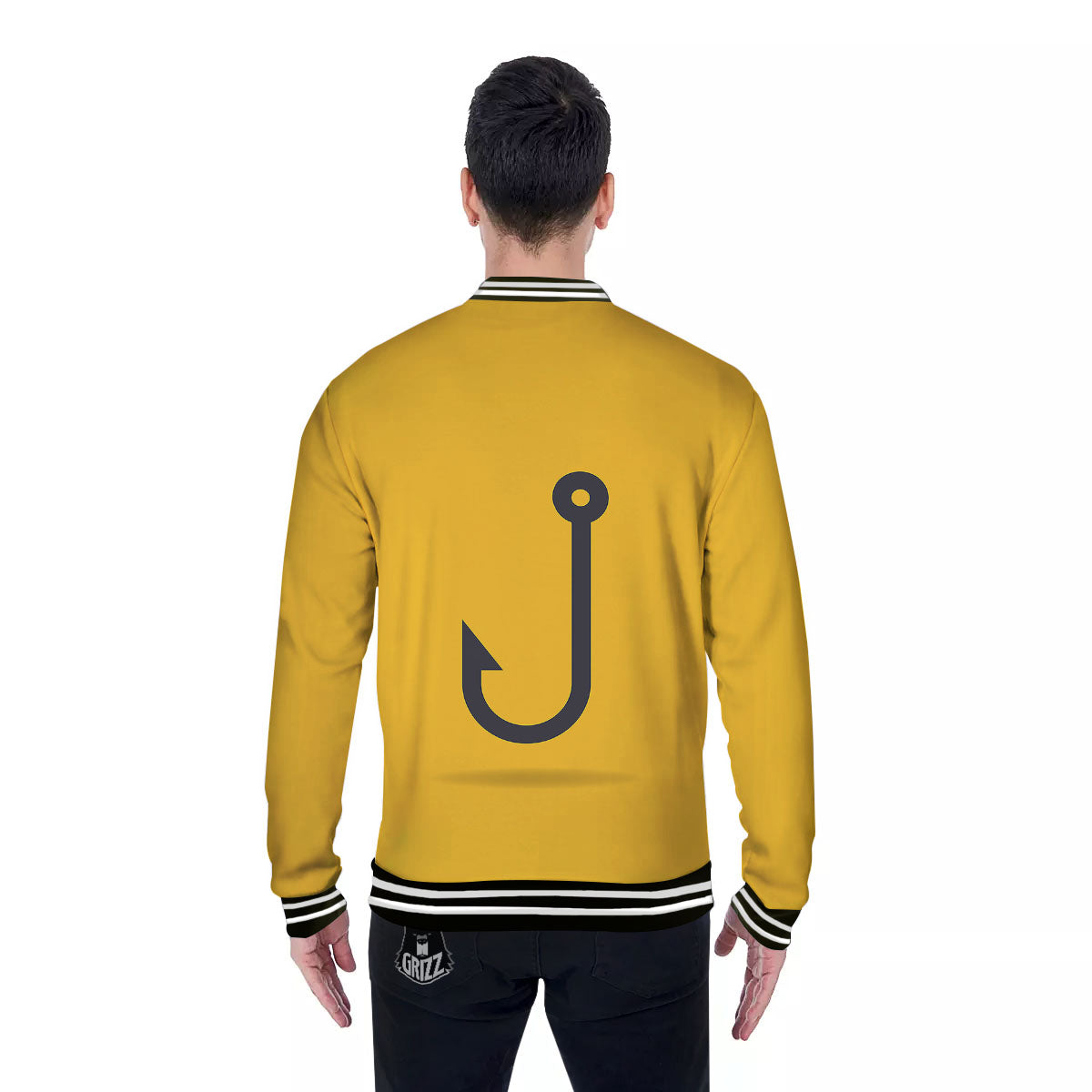 Fishing Hooks Print Baseball Jacket-grizzshop