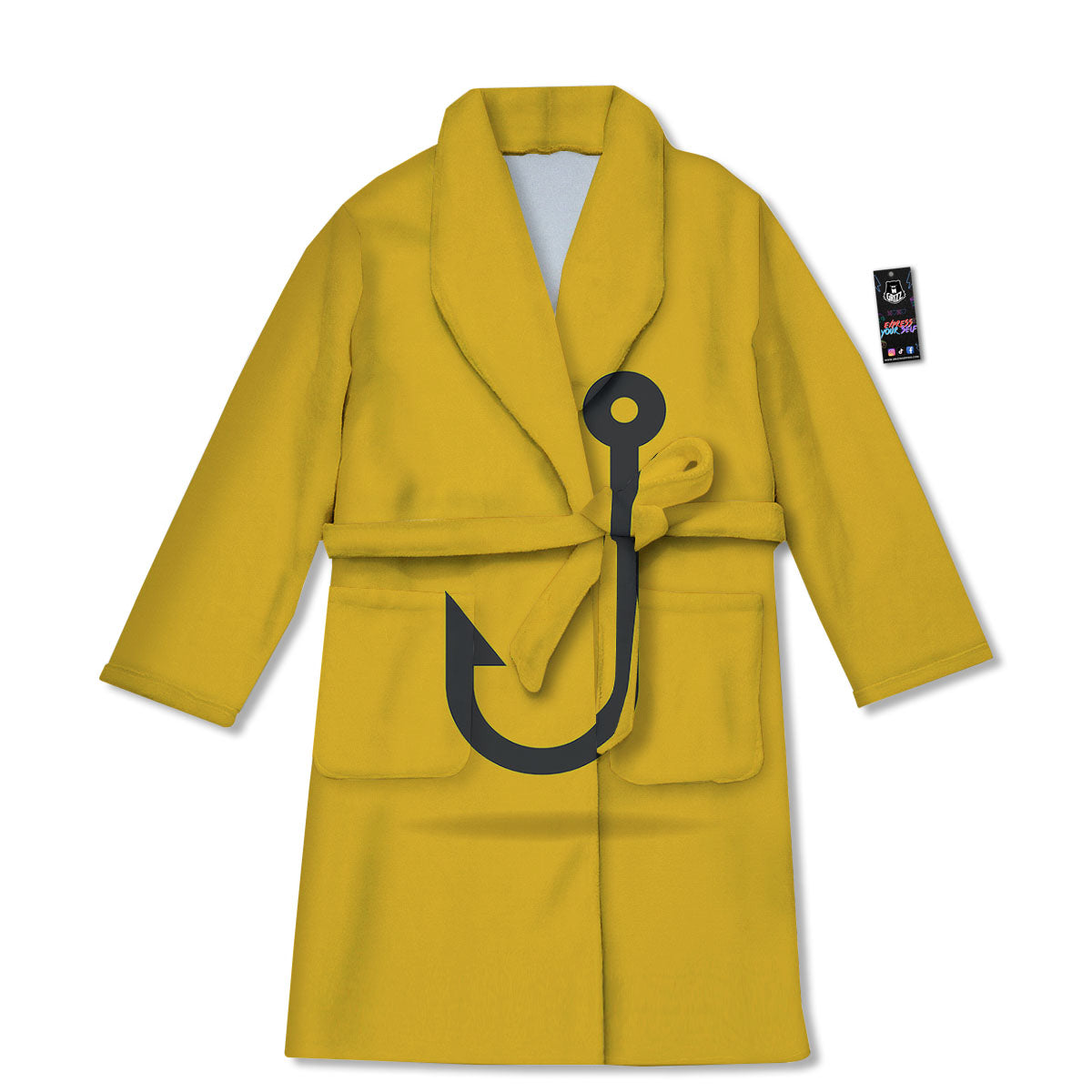 Fishing Hooks Print Bathrobe-grizzshop