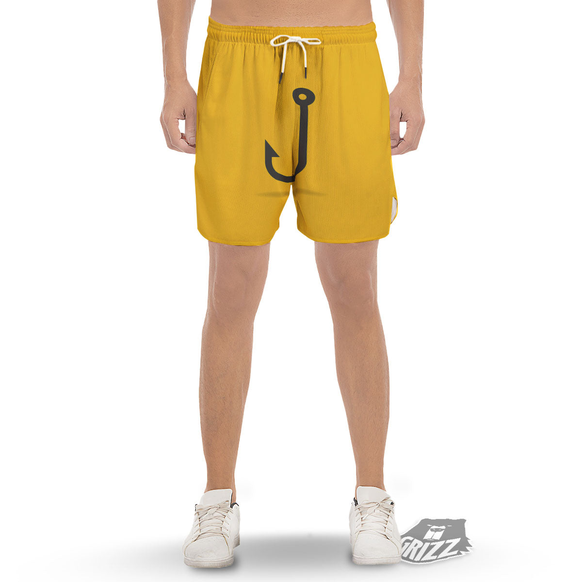 Fishing Hooks Print Men's Gym Shorts-grizzshop