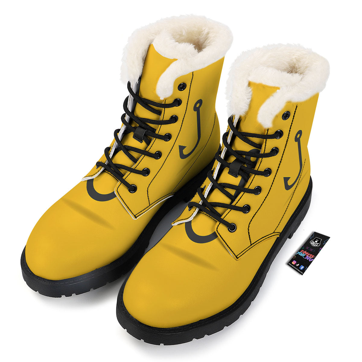 Fishing Hooks Print Winter Boots-grizzshop