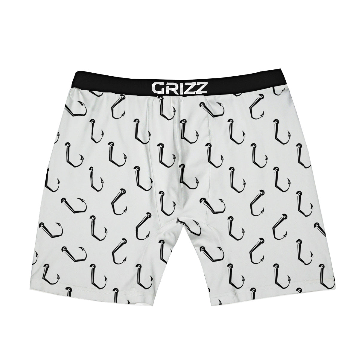 Fishing Hooks White And Black Print Pattern Boxer Briefs-grizzshop