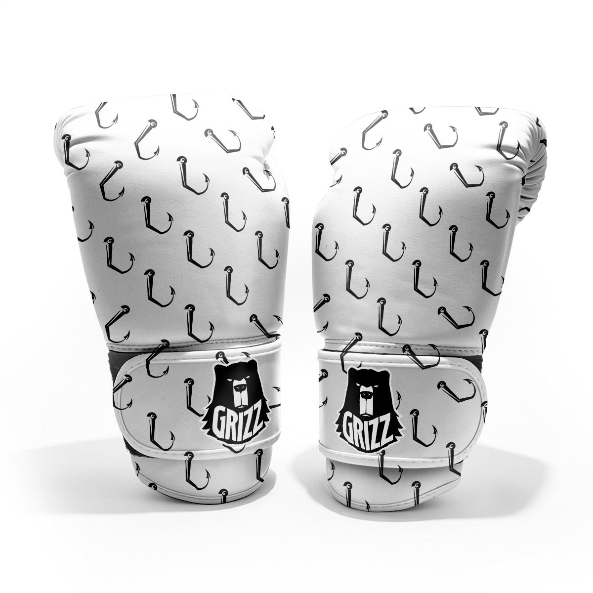 Fishing Hooks White And Black Print Pattern Pro Boxing Glove