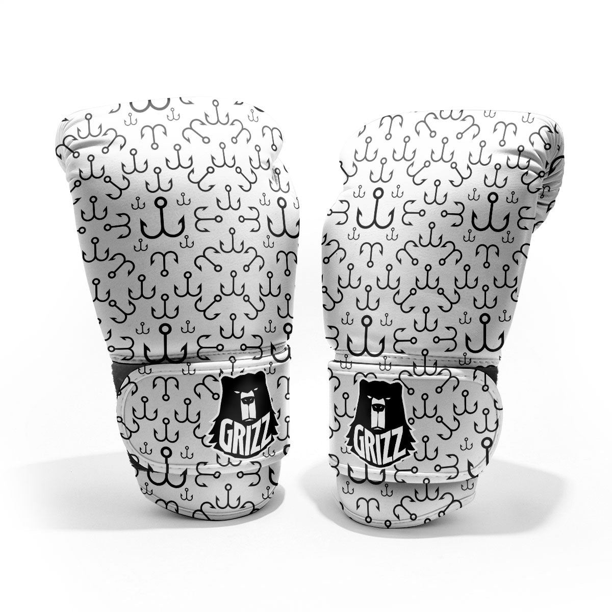 Fishing Hooks White And Black Print Pro Boxing Glove