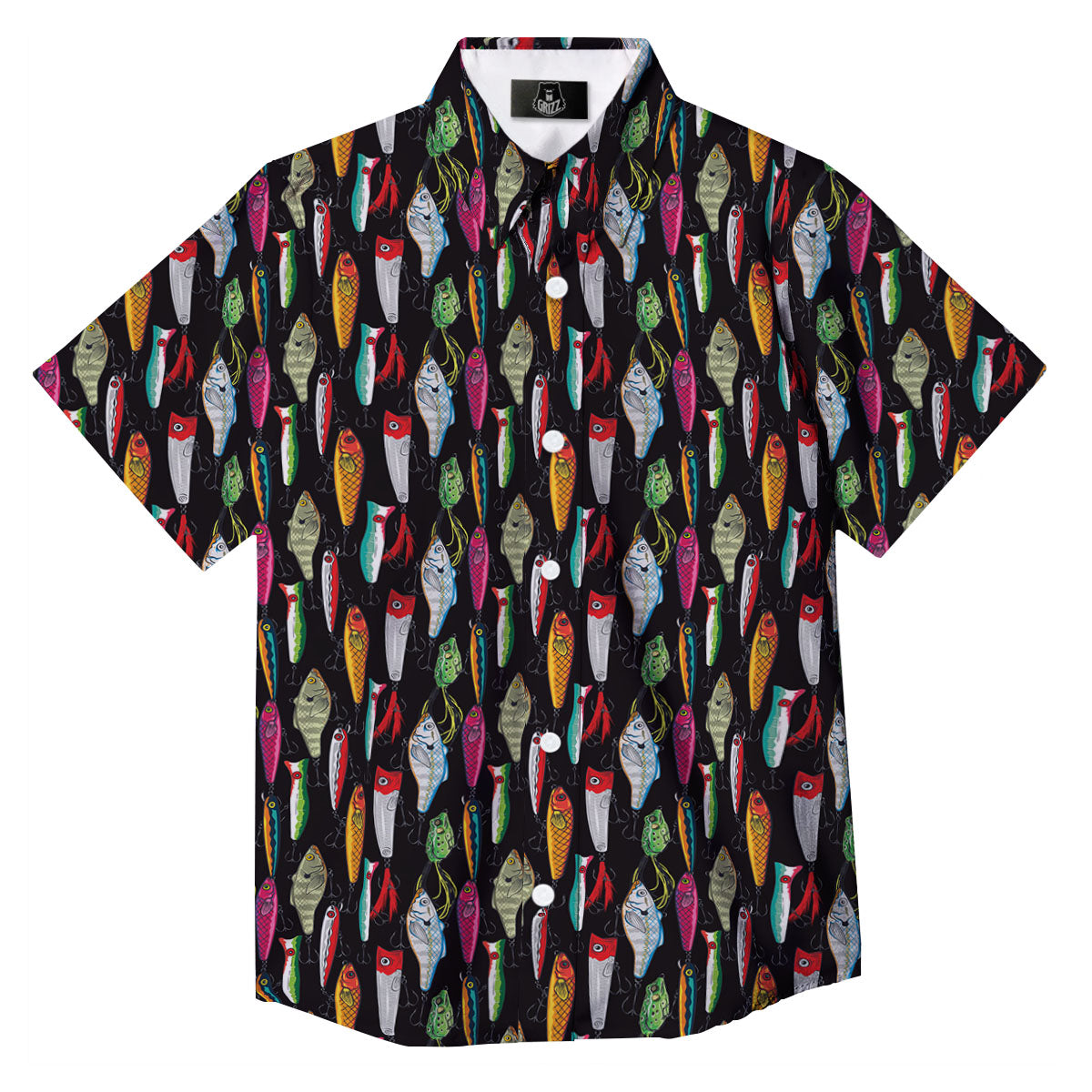 Fishing Print Pattern Button Up Shirt-grizzshop
