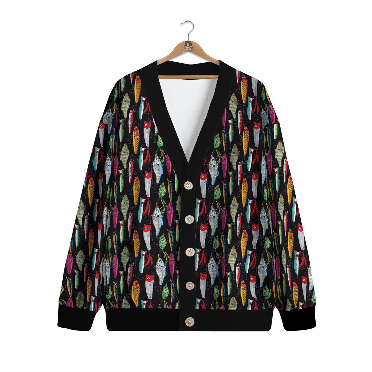 Fishing Print Pattern Cardigan-grizzshop
