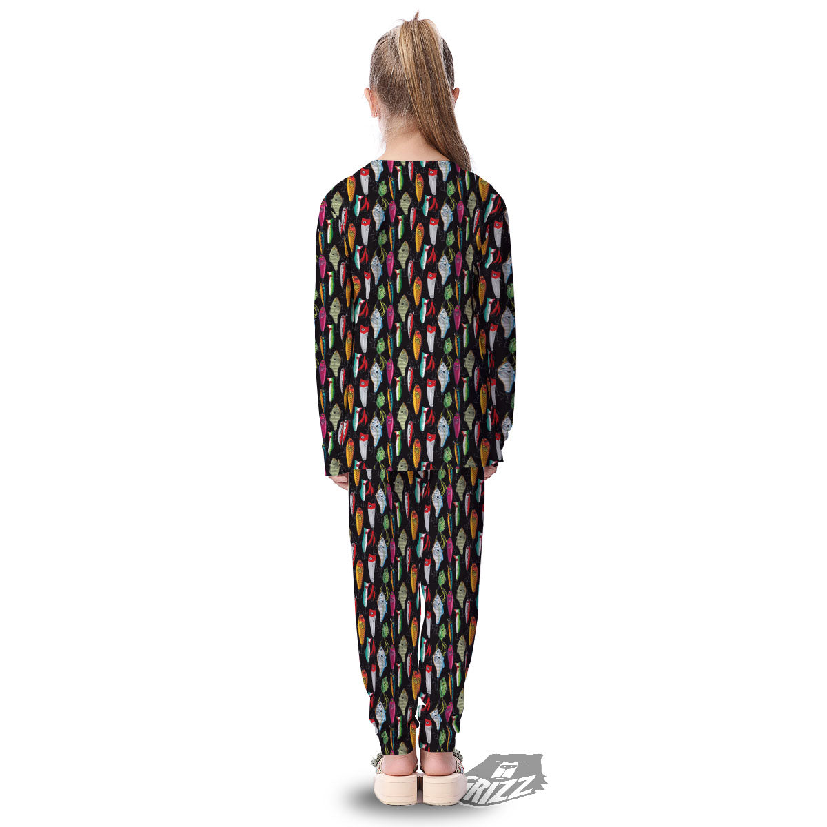 Fishing Print Pattern Kid's Pajamas-grizzshop
