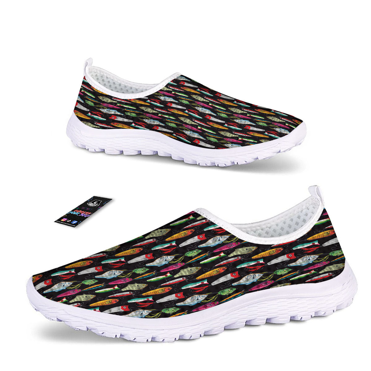Fishing Print Pattern Nurse Shoes-grizzshop