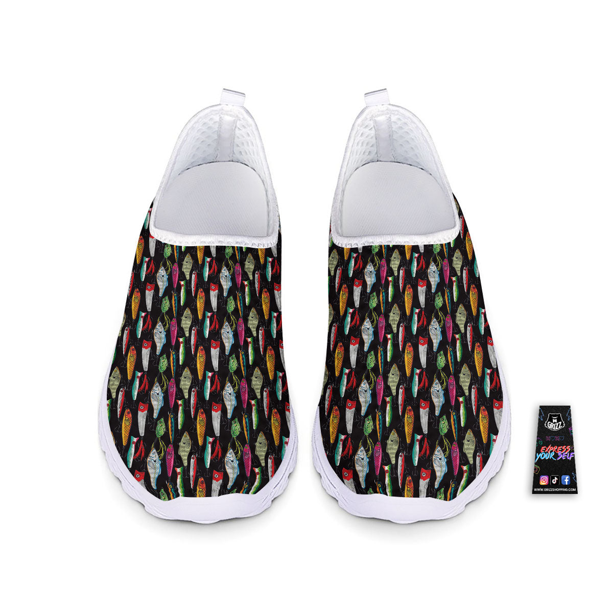 Fishing Print Pattern Nurse Shoes-grizzshop