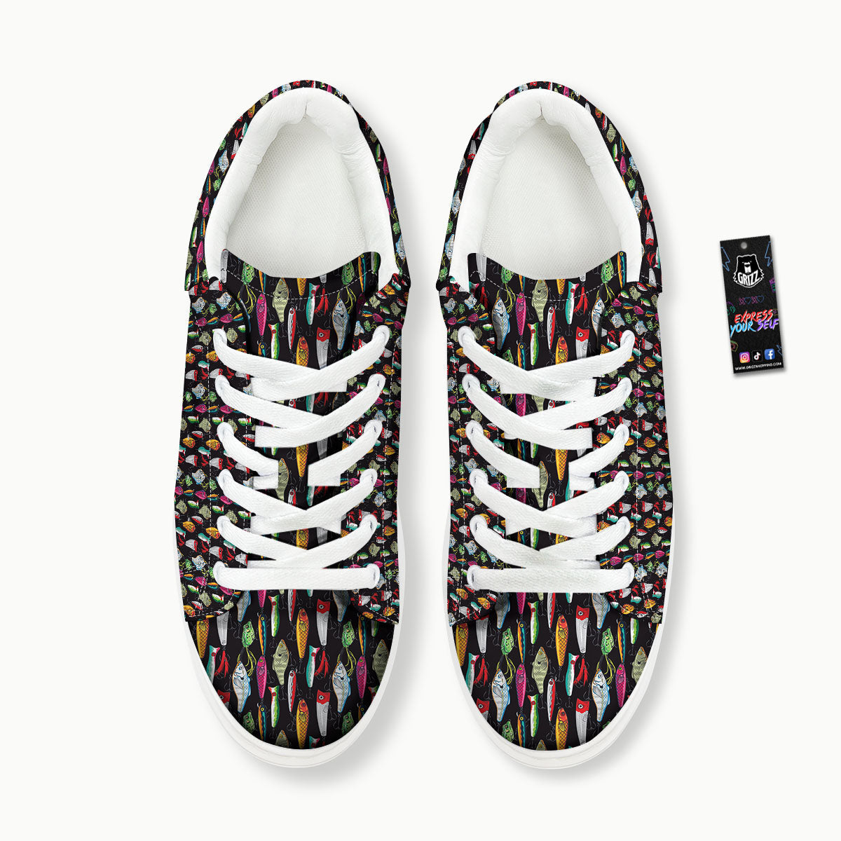 Fishing Print Pattern Platform Shoes-grizzshop