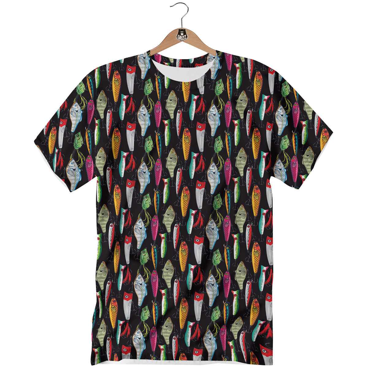 Fishing Print Pattern T-Shirt-grizzshop