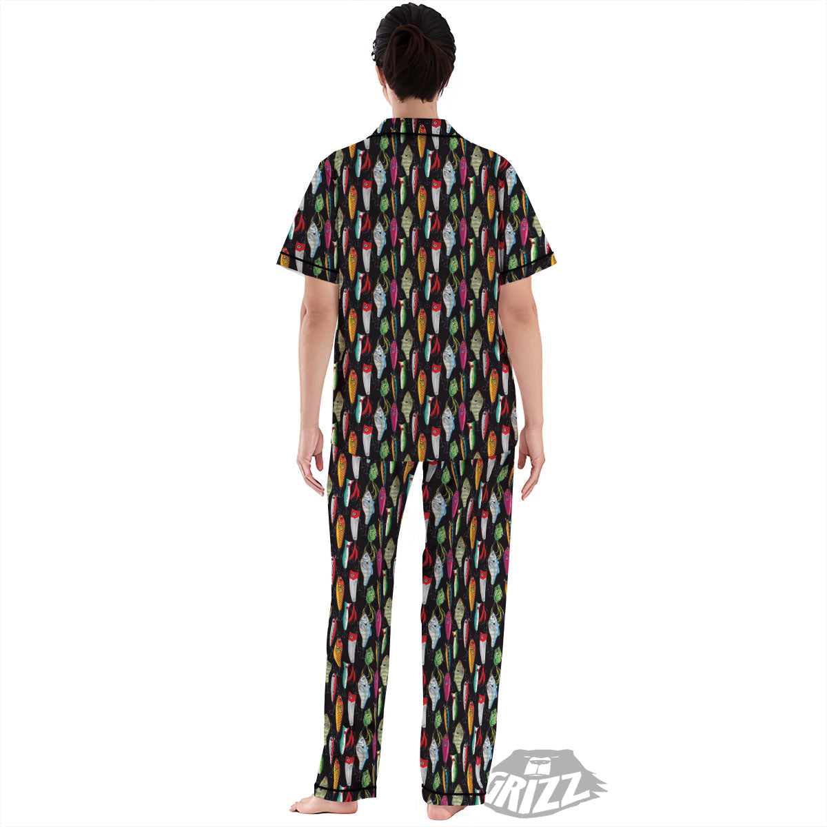 Fishing Print Pattern Women's Pajamas Set-grizzshop