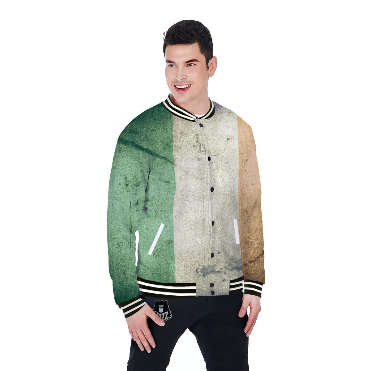Flag Irish Print Baseball Jacket-grizzshop