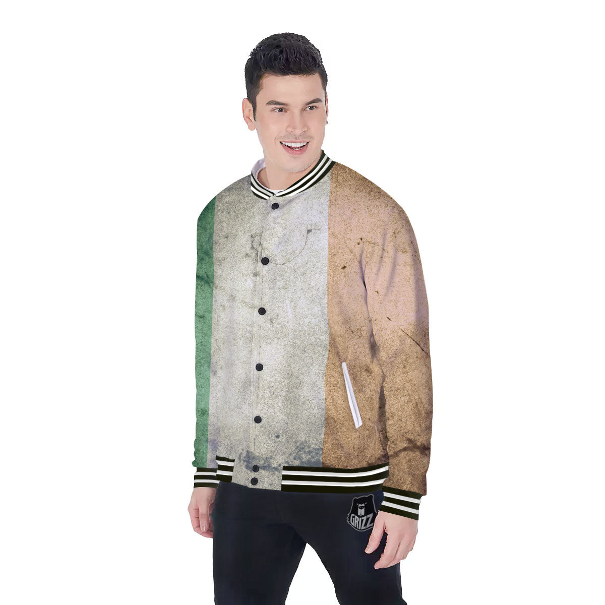 Flag Irish Print Baseball Jacket-grizzshop