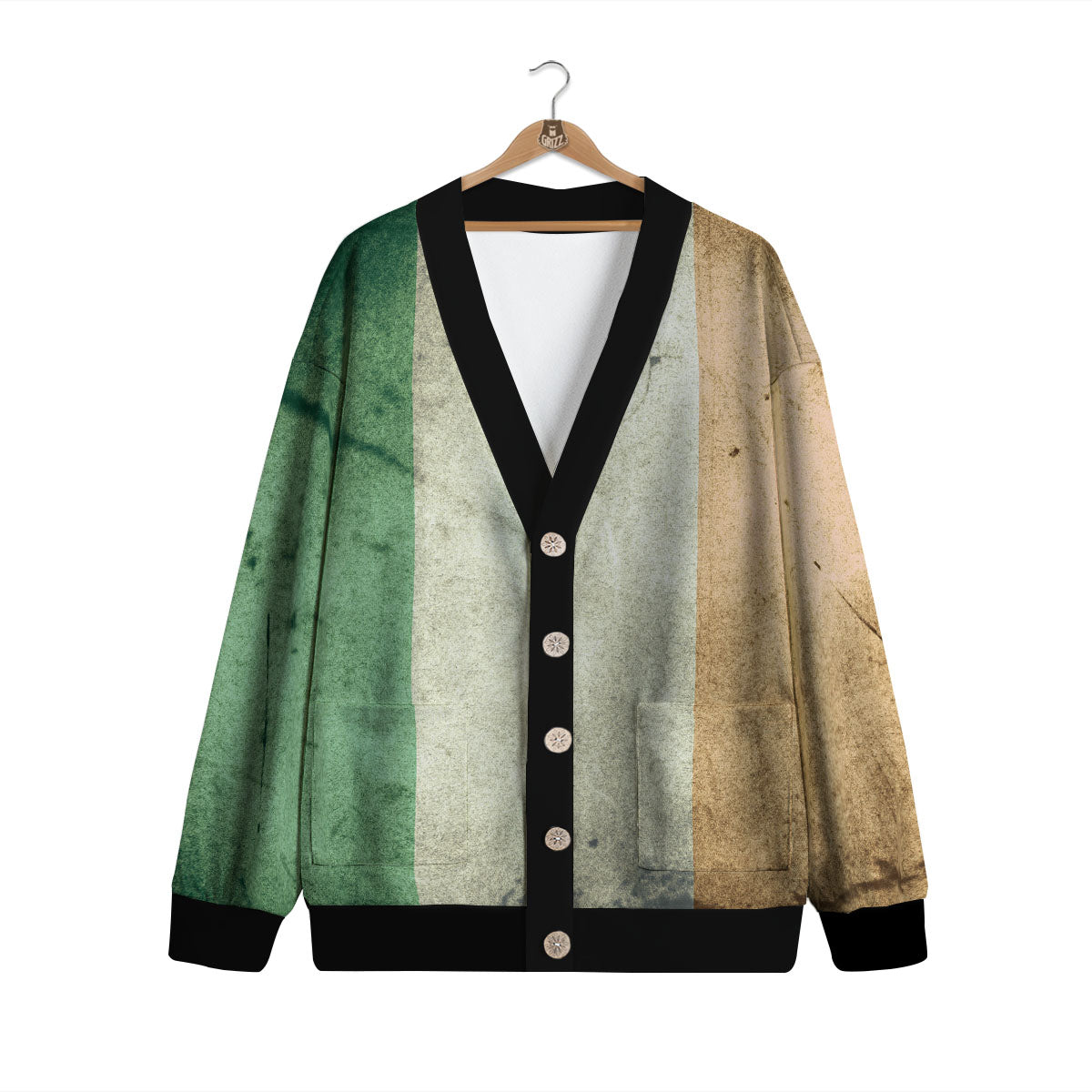 Flag Irish Print Cardigan-grizzshop