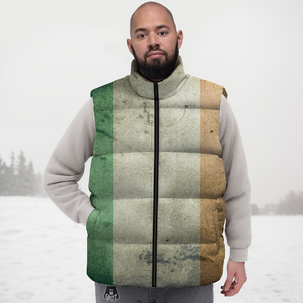 Flag Irish Print Down Vest-grizzshop