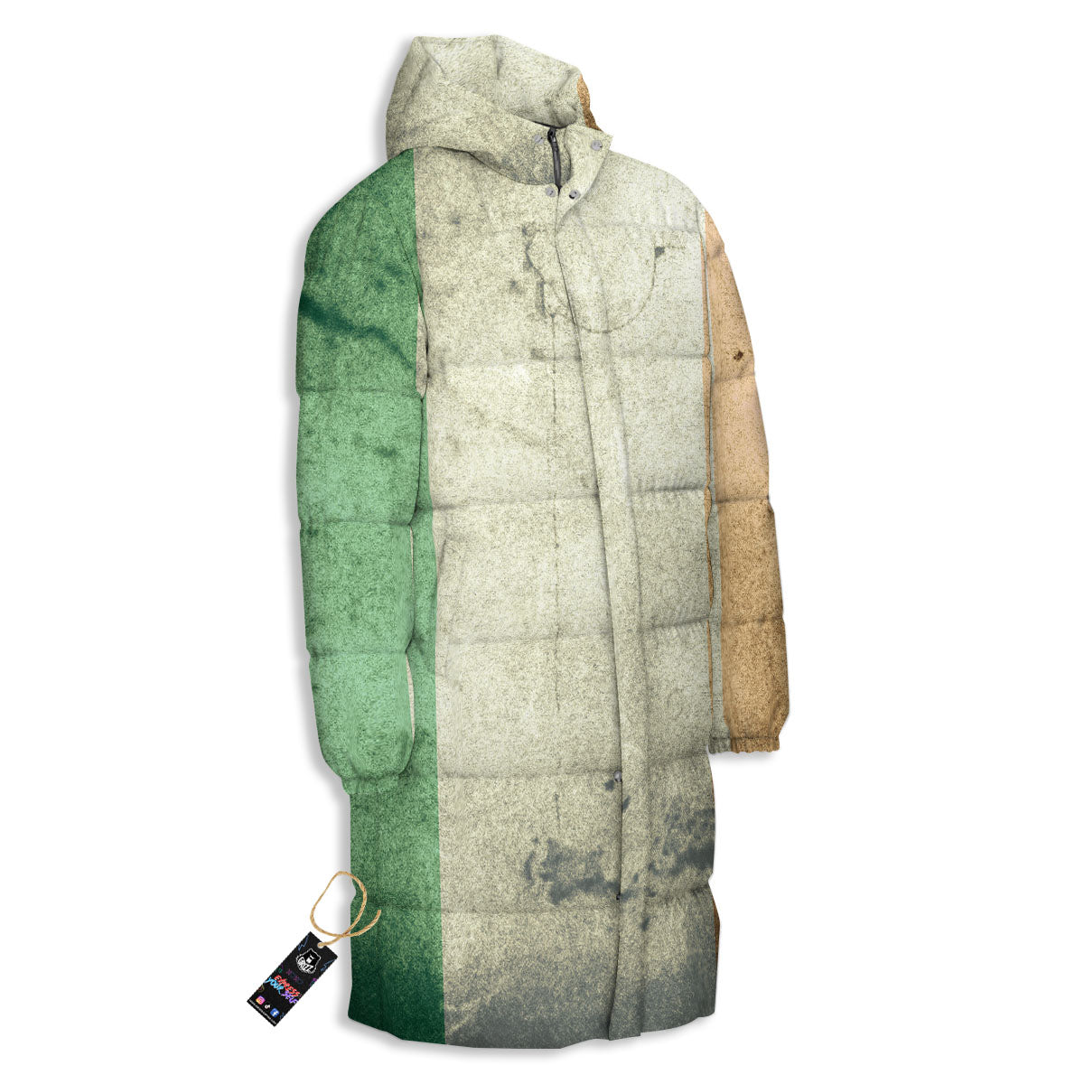 Flag Irish Print Long Down Jacket-grizzshop